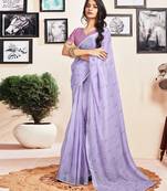 ready to wear purple cotton zari screen printed casual, work and ceremony saree with blouse
