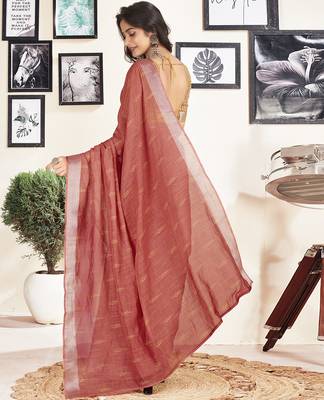 pre draped red cotton zari screen printed casual, work and ceremony saree 2