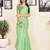 Green cotton zari screen printed striped casual, work and ceremony ready to wear saree with blouse