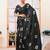 Black art silk screen printed bandhani ceremony and party ready to wear saree with blouse