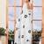 White art silk screen printed bandhani ceremony and party ready to wear saree with blouse