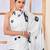 White art silk screen printed bandhani ceremony and party ready to wear saree with blouse