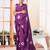 Purple art silk screen printed bandhani ceremony and party ready to wear saree with blouse