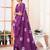 Purple art silk screen printed bandhani ceremony and party ready to wear saree with blouse