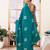 Green art silk screen printed bandhani ceremony and party ready to wear saree with blouse