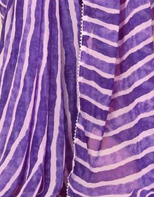 purple georgette lace screen printed leheriya casual, work and ceremony pre draped saree 2