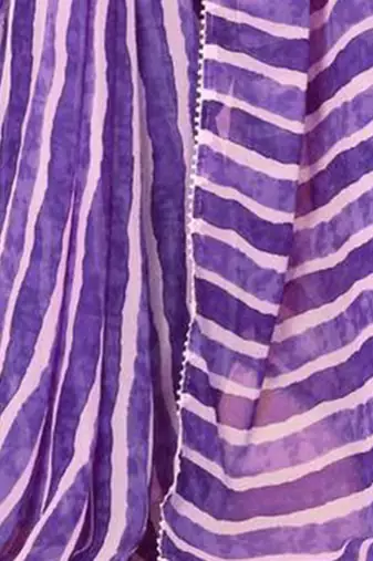 purple georgette lace screen printed leheriya casual, work and ceremony pre draped saree