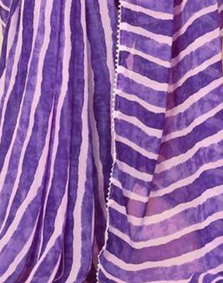 purple georgette lace screen printed leheriya casual, work and ceremony pre draped saree 4