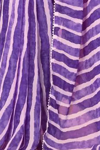 purple georgette lace screen printed leheriya casual, work and ceremony pre draped saree