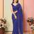 Blue georgette lace screen printed bandhani casual, work and ceremony ready to wear saree with blouse