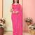 Pink georgette lace screen printed bandhani casual, work and ceremony ready to wear saree with blouse