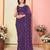 Purple georgette lace screen printed bandhani casual, work and ceremony ready to wear saree with blouse