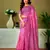 pre draped pink chanderi cotton screen printed casual and work saree