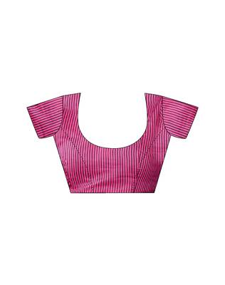 pre draped pink chanderi cotton screen printed casual and work saree 5