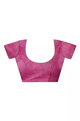 pre draped pink chanderi cotton screen printed casual and work saree