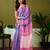 Blue and pink chanderi cotton screen printed casual and work ready to wear saree with blouse