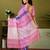 Blue and pink chanderi cotton screen printed casual and work ready to wear saree with blouse