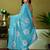 Blue chanderi cotton screen printed casual and work ready to wear saree with blouse
