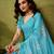 Blue chanderi cotton screen printed casual and work ready to wear saree with blouse
