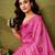 Pink chanderi cotton screen printed casual and work ready to wear saree with blouse