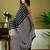 Black chanderi cotton screen printed casual and work ready to wear saree with blouse