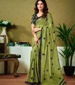 ready to wear green chanderi cotton screen printed casual and work with blouse