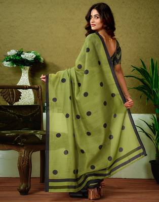 ready made green chanderi cotton screen printed casual and work 2