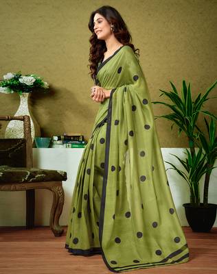ready made green chanderi cotton screen printed casual and work 3