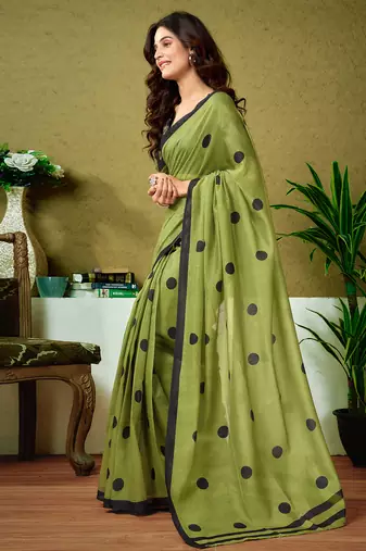 ready made green chanderi cotton screen printed casual and work