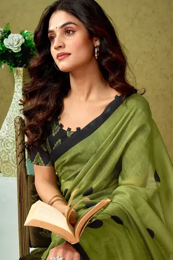 ready made green chanderi cotton screen printed casual and work