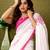 Off-white chanderi cotton screen printed casual and work ready to wear saree with blouse