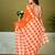 Orange chanderi cotton screen printed casual and work ready to wear saree with blouse