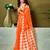 Orange chanderi cotton screen printed casual and work ready to wear saree with blouse