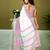 White chanderi cotton screen printed casual and work ready to wear saree with blouse