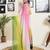 Green and pink georgette solid dyed casual ready to wear saree with blouse