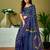 Blue chanderi cotton screen printed casual and work ready to wear saree with blouse