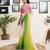 Green and pink georgette solid dyed casual ready to wear saree with blouse
