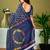 Blue chanderi cotton screen printed casual and work ready to wear saree with blouse