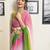 Green and pink georgette solid dyed casual ready to wear saree with blouse