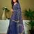 Blue chanderi cotton screen printed casual and work ready to wear saree with blouse