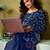 Blue chanderi cotton screen printed casual and work ready to wear saree with blouse
