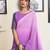 Blue and pink georgette solid dyed casual ready to wear saree with blouse