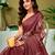Brown chanderi cotton screen printed casual and work ready to wear saree with blouse