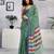 Green pure cotton screen printed casual, work and festival ready to wear saree with blouse