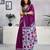 Purple pure cotton screen printed casual, work and festival ready to wear saree with blouse