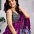 Purple pure cotton screen printed casual, work and festival ready to wear saree with blouse