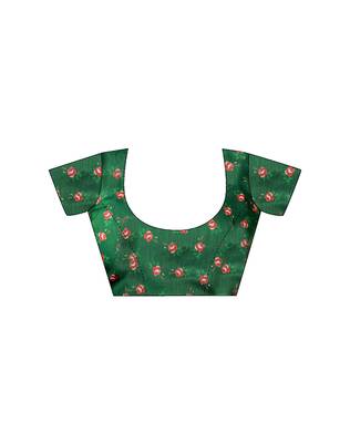 ready made green chanderi cotton screen printed casual and work saree 5