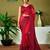 Red chanderi cotton screen printed casual and work ready to wear saree with blouse