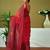 Red chanderi cotton screen printed casual and work ready to wear saree with blouse