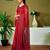 Red chanderi cotton screen printed casual and work ready to wear saree with blouse